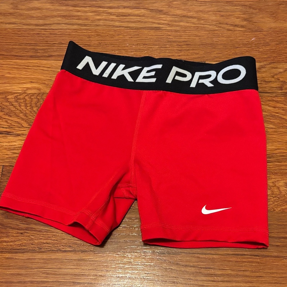 Nike Kids Red Nike Pro Shorts- Medium